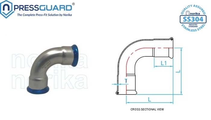 Stainless Steel 304 Press Fit 90 Deg Elbow